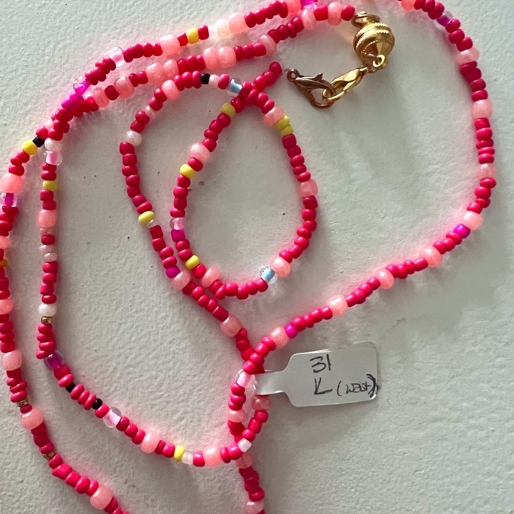 Handcrafted Coral Pink Beaded Waist Accessory